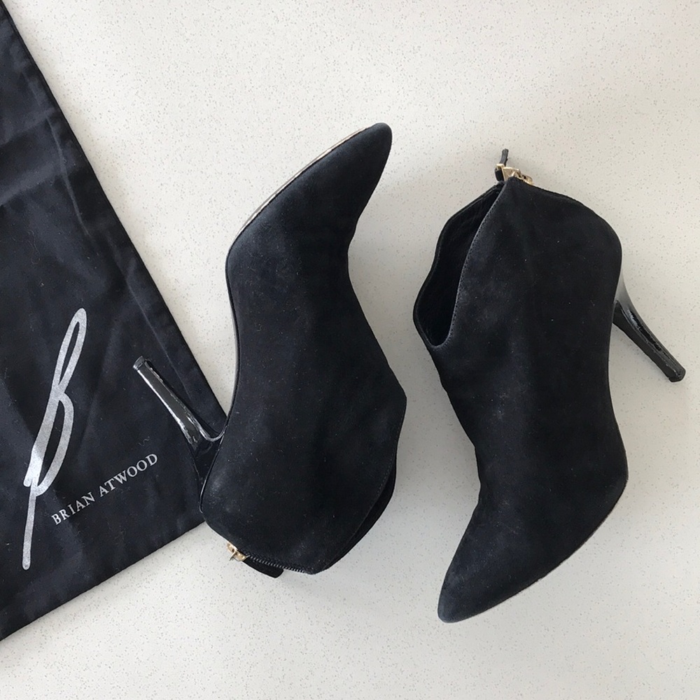 Brian Atwood ‘Kasedela’ Black Suede Heeled Booties